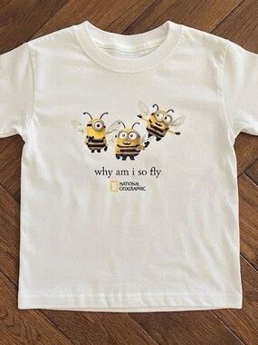 Gildan White Tee with Yellow Bee Graphic